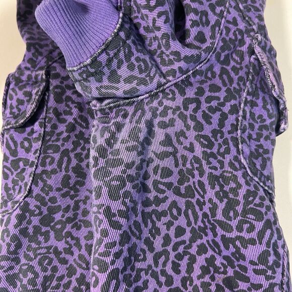 Max Rave Jacket Womens XS Purple Cheetah Print Short Sleeve Snap Closure Y2K - Picture 6 of 9